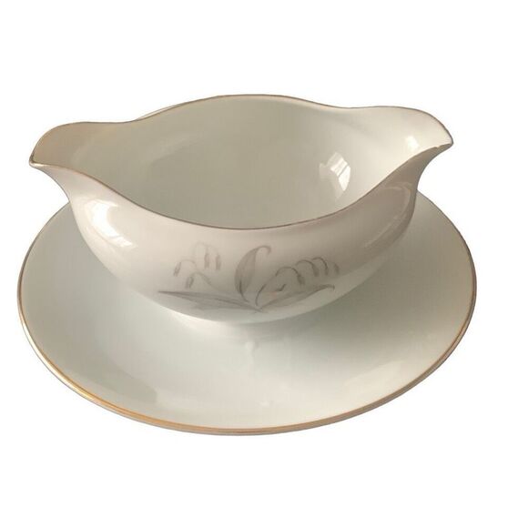 Vintage 1961 Kaysons Japan Fine China Golden Rhapsody Oval Gravy Boat Plate Clas - Picture 12 of 16